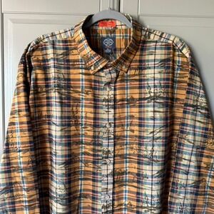 St. John's Bay Mountain Plaid Performance Button Down Shirt, Orange Brown,‎ XXL
